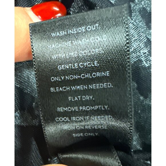 Simply Vera Wang Burnt Out Velvet Chiffon Tunic Blouse Blue Black Trim Pm Gothic - Picture 14 of 15